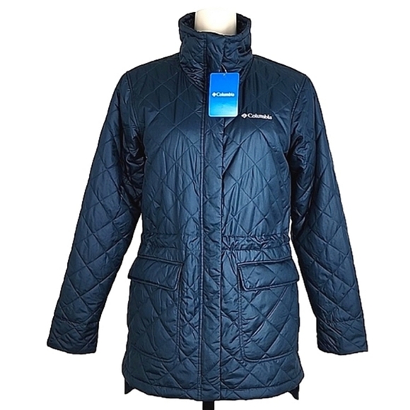 Columbia Women's Quilted Water Resistant Teal Emerald Green Jacket Faux Fur Sz S - Picture 6 of 12